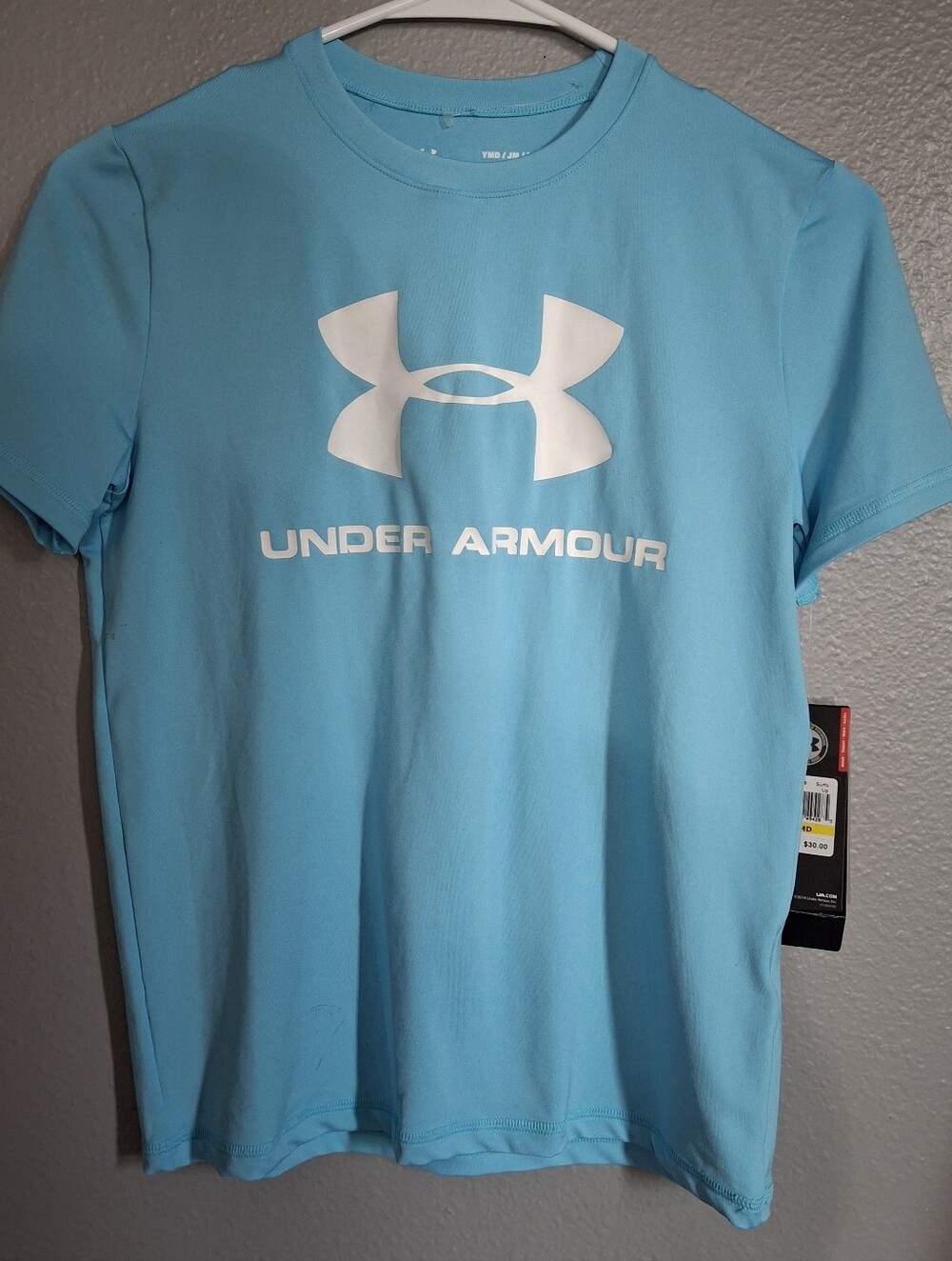 New Under Armour Youth Medium Performance Tee with White Logo
